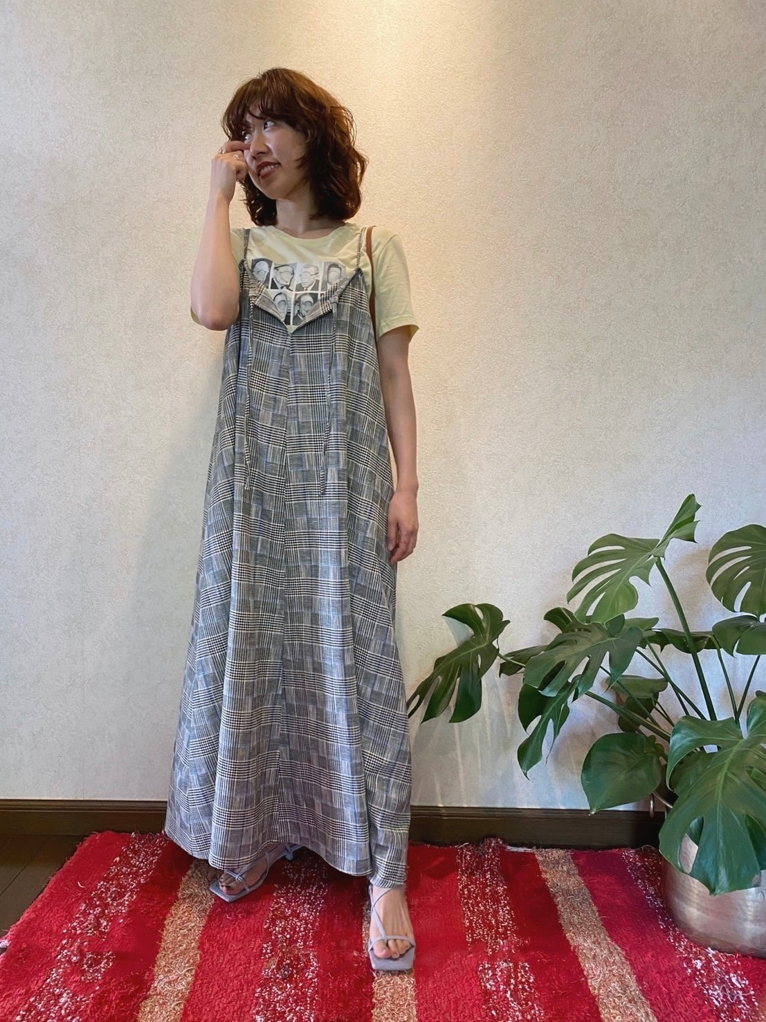 Camisole dress【glen check GRAY】